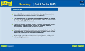 Learn to use QuickBooks 2015 including how to set up lists, create items, enter transactions, work with reports, and more.